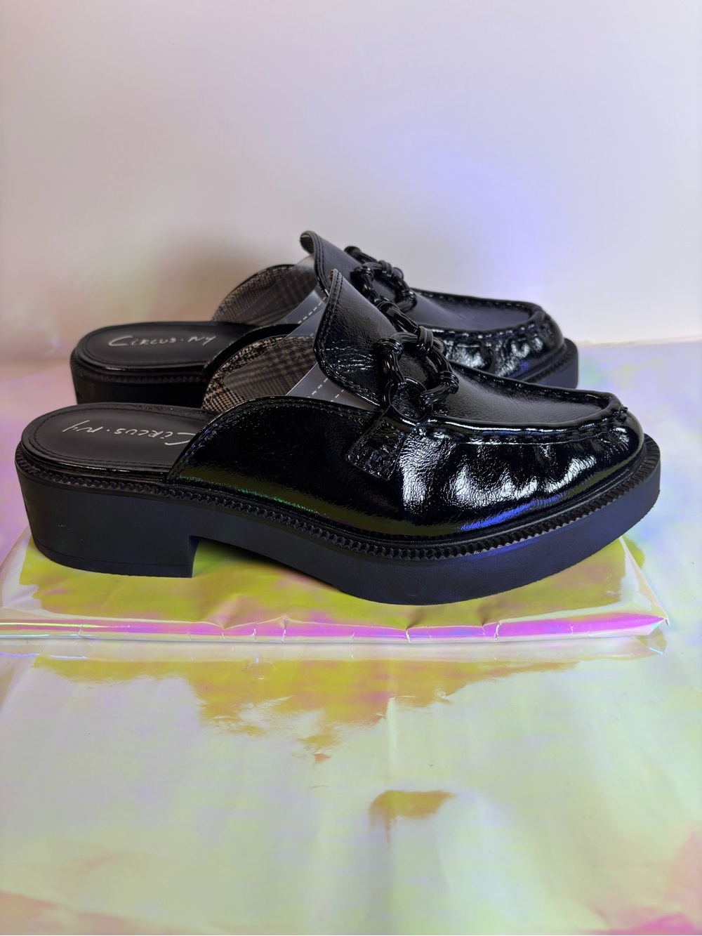 Circus by Sam Edelman Black Patent Chain-Accent Mule Loafers size 8 - Picture 5 of 15